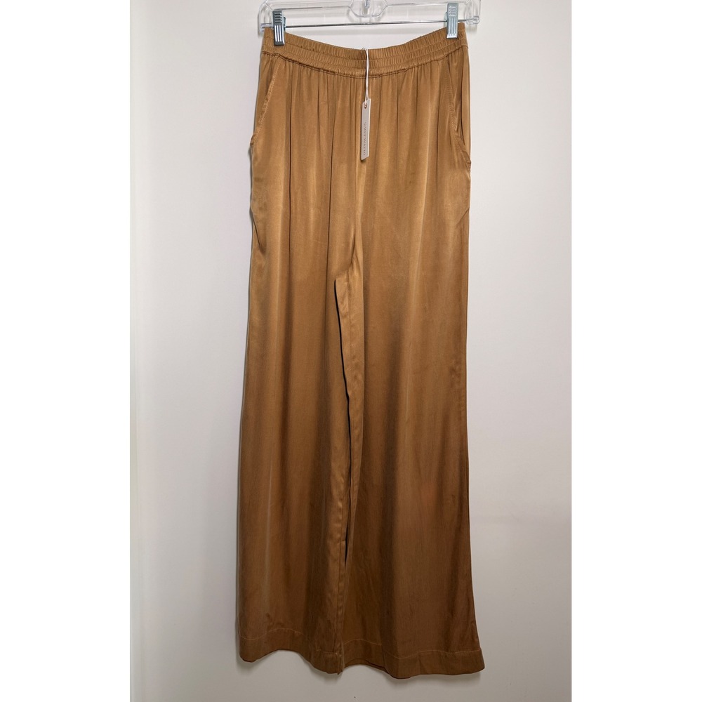 Olivaceous Wide Leg Pants Women Size M Camel Tan NWT Cupro Rayon Flowy Slacks